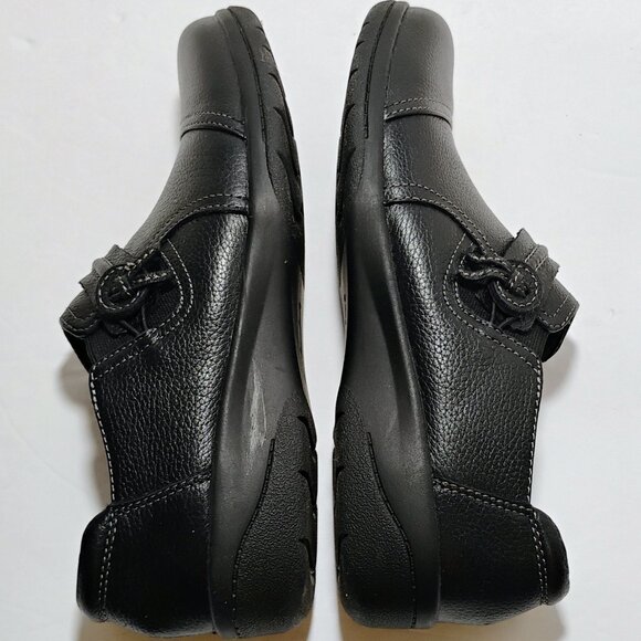 Clarks Unstructured Black Leather Round Toe Flats Loafers Shoes 7.5M - Picture 7 of 9